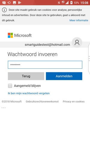 Voer uw wachtwoord in en selecteer Aanmelden