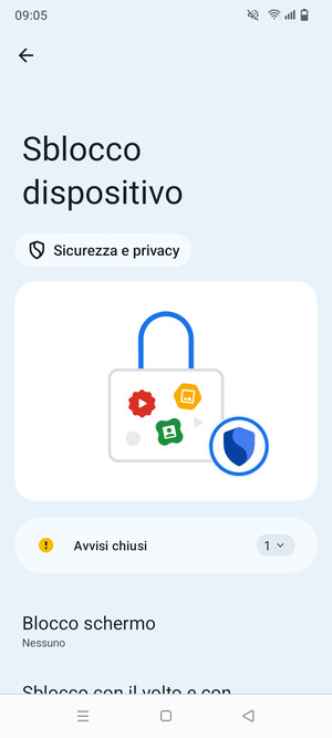 Seleziona Blocco schermo