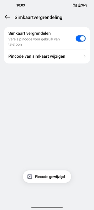Uw Pincode voor simkaart is gewijzigd