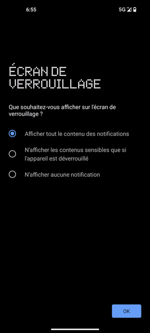 Sélectionnez votre option préférée et sélectionnez OK