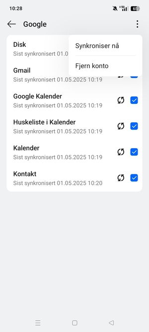 Velg Synkroniser nå