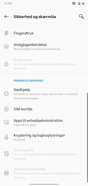 Vælg SIM-kortlås