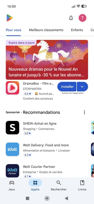Sélectionnez Rechercher