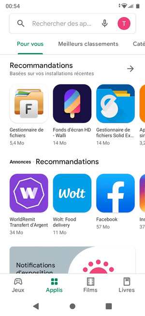 Sélectionnez la barre de Recherche
