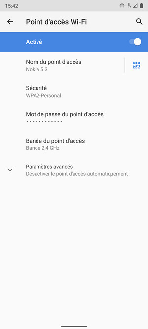 Votre téléphone est maintenant configuré pour être utilisé comme modem