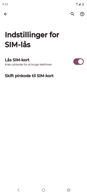 Vælg Skift pinkode til SIM-kort