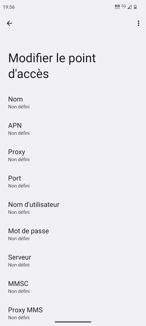 Saisissez les informations Internet