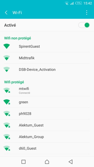 Vous êtes maintenant connecté au réseau Wi-Fi