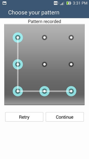 Draw an unlock pattern and select Continue