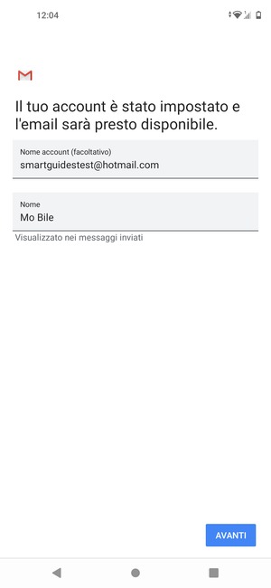 Scegli un nome per il tuo account e inserisci il tuo nome. Seleziona AVANTI