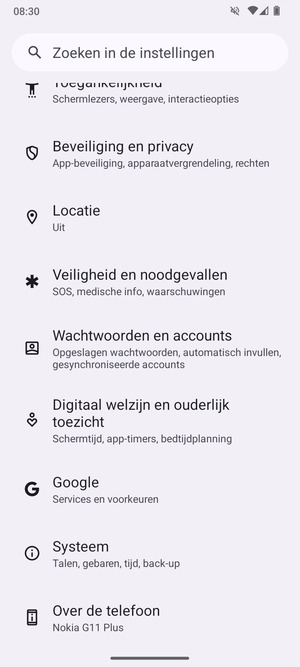 Scroll naar en selecteer Systeem