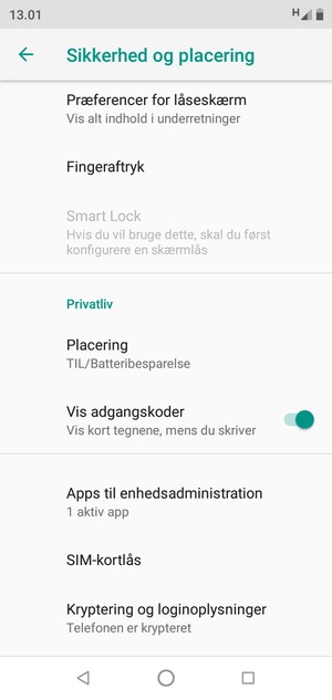 Scroll til og vælg Placering