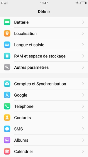 Faites défiler et sélectionnez SMS