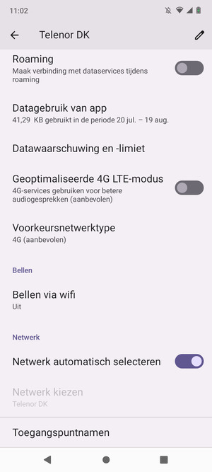 Scroll naar en selecteer Toegangspuntnamen