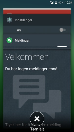 Velg Tøm alt for å lukke alle programmer som kjører