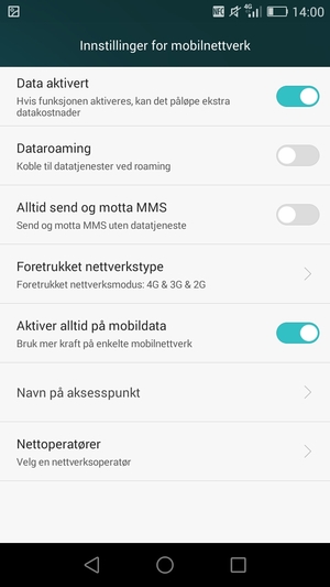 For å bytte nettverk hvis det oppstår nettverksproblemer, velg Nettoperatører