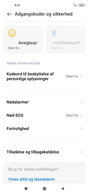 Scroll til og vælg Fortrolighed