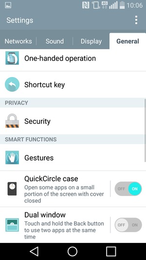 Scroll to and select Security