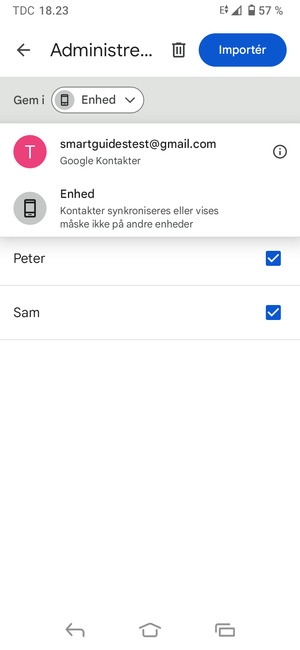 Vælg din Google konto