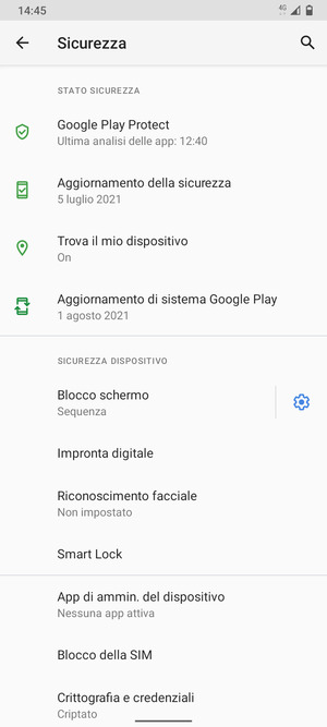 Seleziona Blocco della SIM