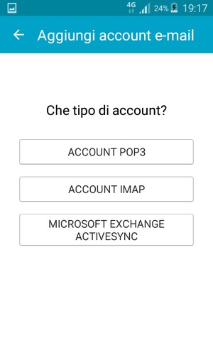 Seleziona ACCOUNT POP3 o ACCOUNT IMAP