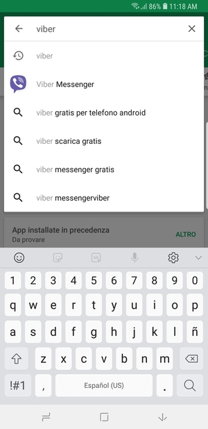 Inserisci il nome dell'app e seleziona Cerca