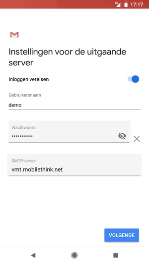 Voer Uitgaand serveradres in