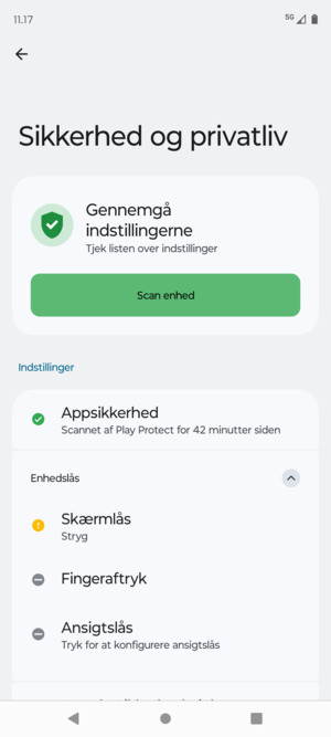 Vælg Skærmlås