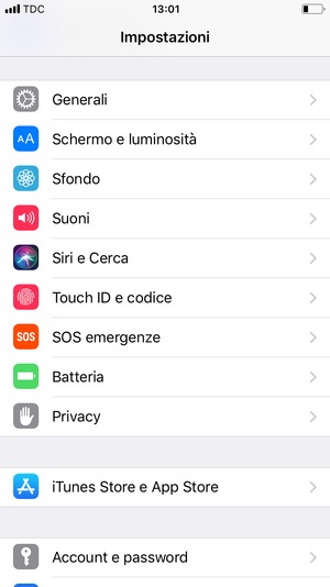 Torna al menu Impostazioni e seleziona Batteria