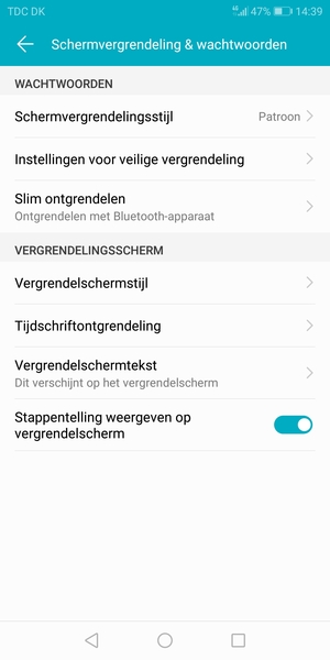 Uw telefoon is nu beveiligd met een schermvergrendeling