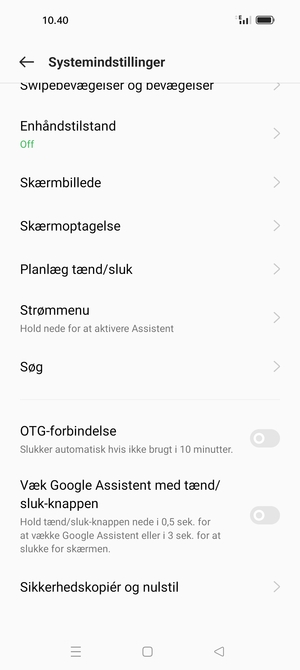 Scroll til og vælg Sikkerhedskopiér og nulstil