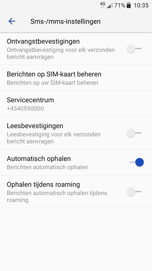 Selecteer SIM SMS-centrum / Servicecentrum
