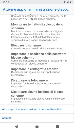 Scorri e seleziona Attiva app di amministrazione di questo dispositivo