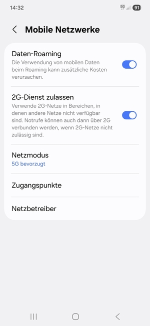 Schalten Sie Daten-Roaming an oder aus