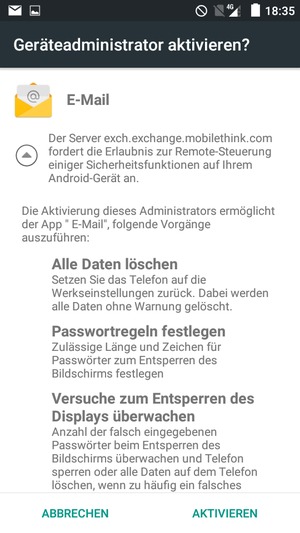 Wählen Sie AKTIVIEREN