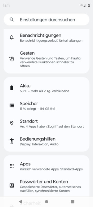 Scrollen Sie und wählen Sie Standort