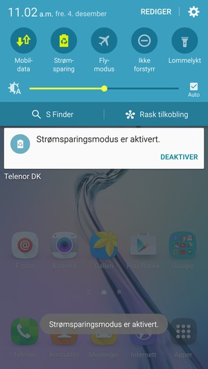 Slå på Strømsparing