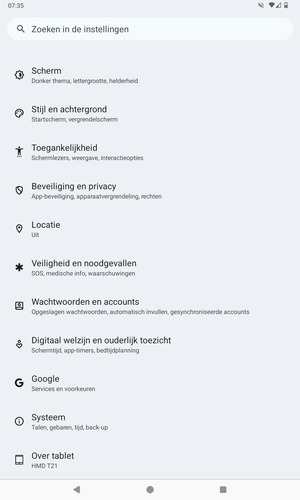 Scroll naar en selecteer Beveiliging en privacy