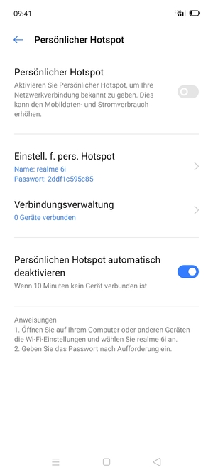 Schalten Sie Persönlicher Hotspot ein