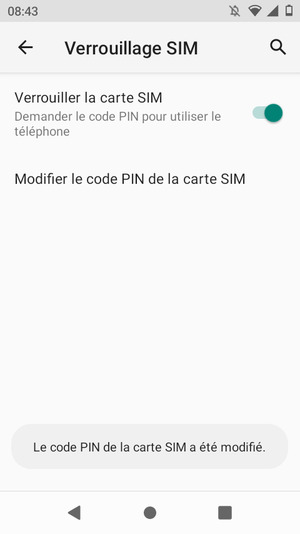Votre code PIN de la carte SIM a été modifié