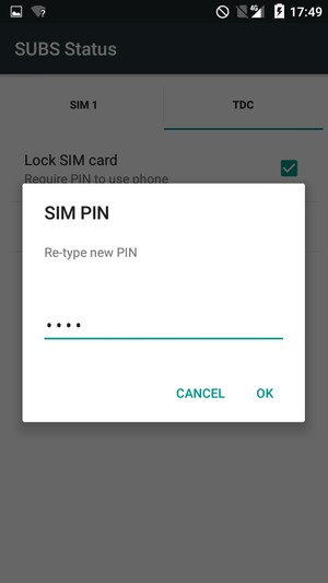 Confirm your new SIM PIN and select OK