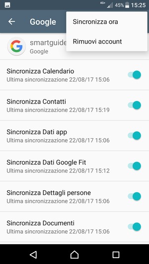 Seleziona Sincronizza ora