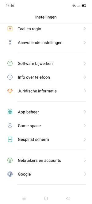 Scroll naar en selecteer Software bijwerken
