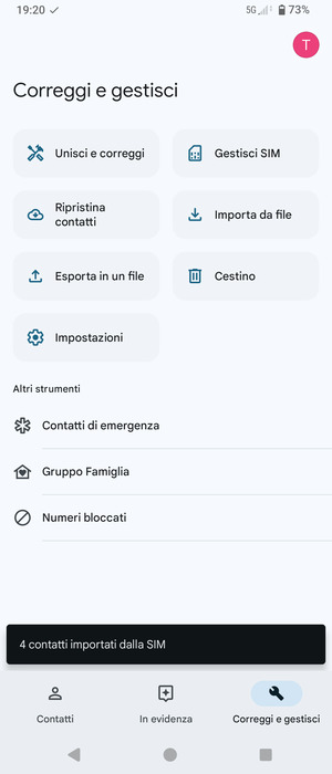 I tuoi contatti verranno salvati sul tuo account Google, e salvati sul tuo telefono la prossima volta che Google sarà sincronizzato.