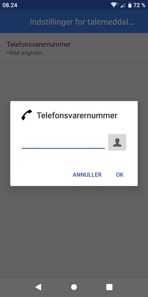 Indtast Telefonsvarernummer og vælg OK