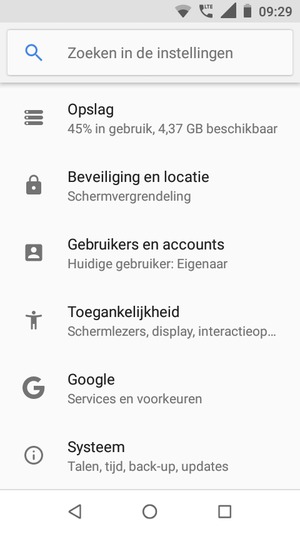 Scroll naar en selecteer Beveiliging en locatie