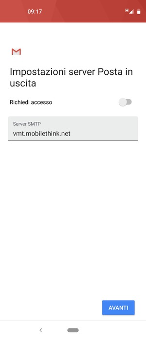 Disattiva Richiedi accesso e seleziona AVANTI