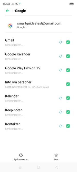 Dine oplysninger vil blive synkroniseret