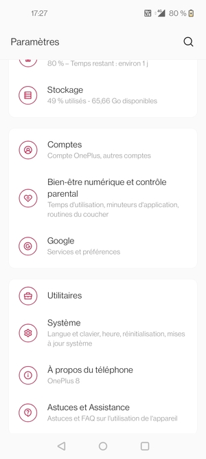 Faites défiler et sélectionnez Système