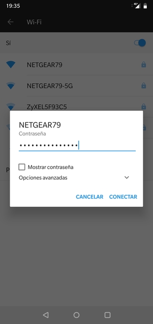 Introduzca la contraseña de Wi-Fi y seleccione CONECTAR